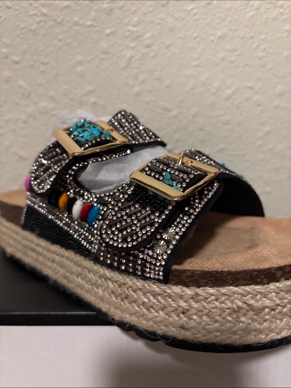 Black Embellished Platform Slide Azalea Wang - Picture 6 of 9